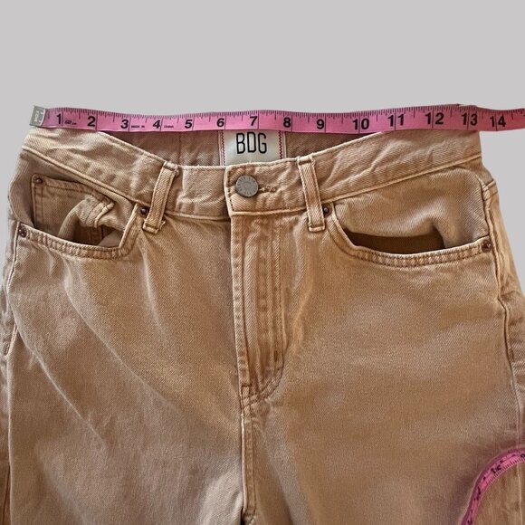 BDG Jeans Juniors Actual Size 26x28 Beige Zip Up Pullon Button Up Straight Leg‎ - Picture 3 of 16